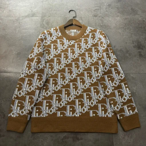 Luxus-Dior-Pullover in Khaki-Strick mit Monogramm-Kollektion