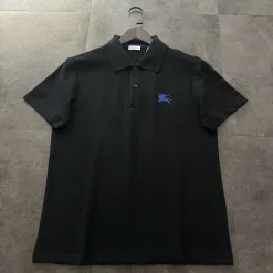 Hochwertiges Burberry Poloshirt Schwarz Baumwolle Logo Luxus