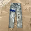 Premium Qualität Ami Jeans Blau Leder Klassisch Luxus
