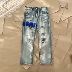 Premium Qualität Ami Jeans Blau Leder Klassisch Luxus