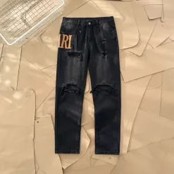 Premium Qualität Ami Jeans Orange Leder Klassisch Luxus