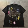 Hochwertige Louis Vuitton Kurzarm Schwarz Baumwolle Logo Luxus