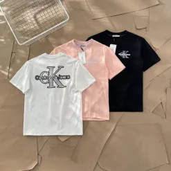 Hochwertige Calvin Klein Kurzarm Schwarz Baumwolle Klassischer Stil