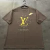 Premium Qualität Louis Vuitton Kurzarm Braun Leinen Logo Luxus