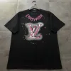 Hochwertiger Louis Vuitton Kurzarm-Baumwoll-Print im schwarzen Stil
