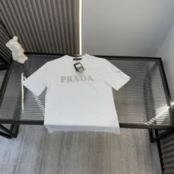 Luxus Prada Kurzarm Strass Stil