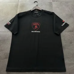 Premium Qualität Balenciaga Kurzarm Schwarz Baumwolle Logo Luxus