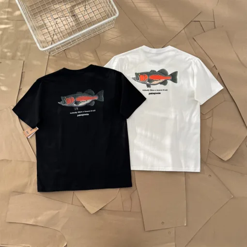 Luxus Patagonia Kurzarm-T-Shirts Grau Logo Luxus