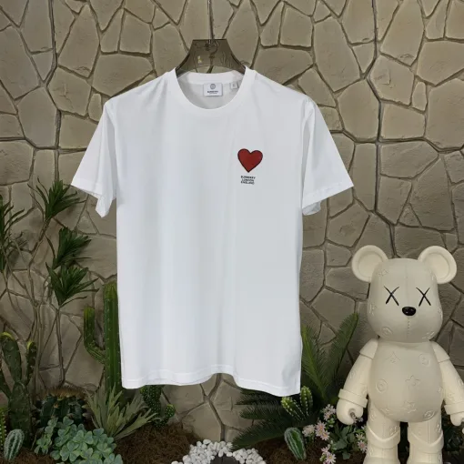 Luxus Burberry Kurzarm Weiß Baumwolle Logo Stil