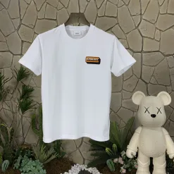 Premium Burberry Kurzarm Weiß Baumwolle Solid Kollektion