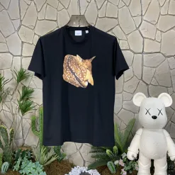 Premium Burberry Kurzarm Schwarz Baumwolle Print Luxus