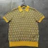 Hochwertige Fendi Kurzarmhemden Gelbe Seiden-Jacquard-Kollektion