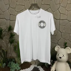 Luxus Burberry Kurzarm Weiß Baumwolle Logo Luxus