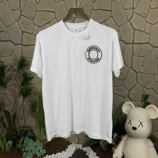 Luxus Burberry Kurzarm Weiß Baumwolle Logo Luxus