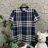 Bestseller Burberry Kurzarm Blau Baumwolle Plaid Luxus