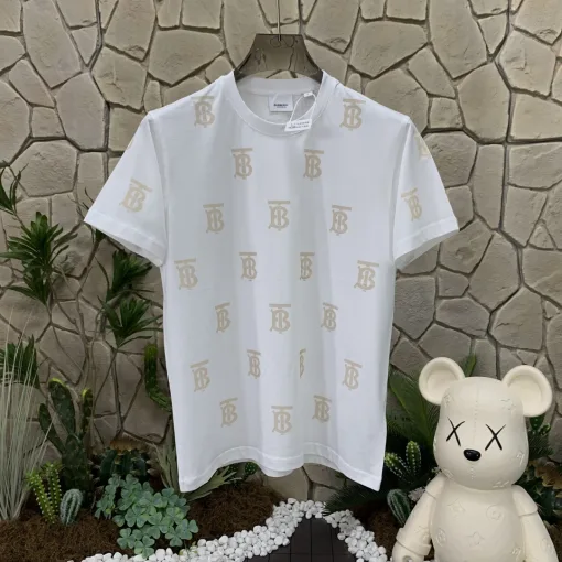 Hochwertiges Burberry Kurzarm-Logo-Shirt aus weißer Baumwolle