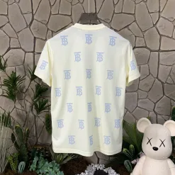 Luxus Burberry Kurzarm Creme Baumwolle Logo Luxus