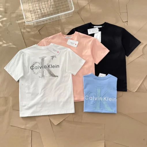Bestseller Calvin Klein Kurzarm Schwarz Baumwolle Solid Style