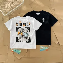 Luxus Off-White Kurzarm Weiß Baumwolle Washed Style