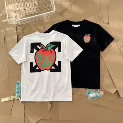 Premium Qualität Off-White Kurzarm Weiß Baumwolle Gewaschen Luxus