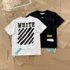 Premium Qualität Off-White Kurzarm Weiß Baumwolle Gestreift Luxus