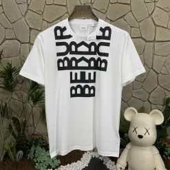 Bestseller Burberry Kurzarm Weiß Baumwolle Logo Luxus