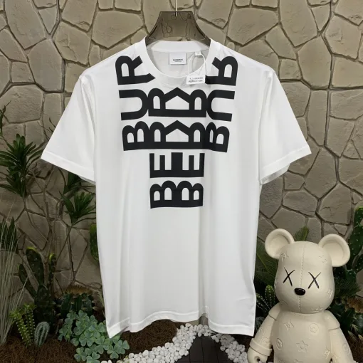 Bestseller Burberry Kurzarm Weiß Baumwolle Logo Luxus