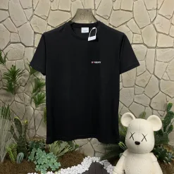 Premium Burberry Kurzarm Schwarz Baumwolle Print Luxus