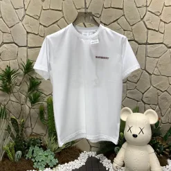 Premium Burberry Kurzarm Weißer Strick Classic Collection