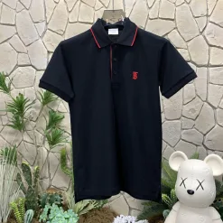 Premium Burberry Kurzarm-Logo-Stil aus schwarzer Baumwolle