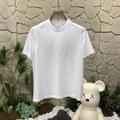 Premium Qualität Burberry Kurzarm Weiß Baumwolle Logo Luxus
