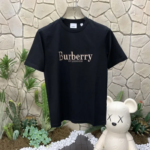 Luxus Burberry Kurzarm Gold Baumwolle Logo Stil