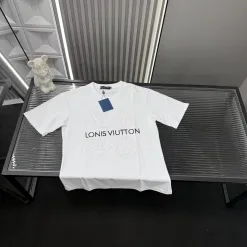 Premium Louis Vuitton Kurzarm Weiß Bestickte Kollektion