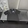 Premium Qualität Prada Kurzarm Schwarz Bestickt Luxus