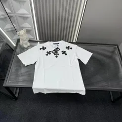 Hochwertige Chrome Hearts Kurzarm Weiß Stickerei Luxus