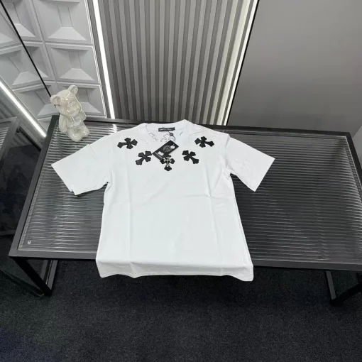 Hochwertige Chrome Hearts Kurzarm Weiß Stickerei Luxus