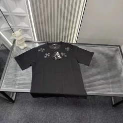 Luxus Chrome Hearts Kurzarm Schwarz Stickerei Luxus