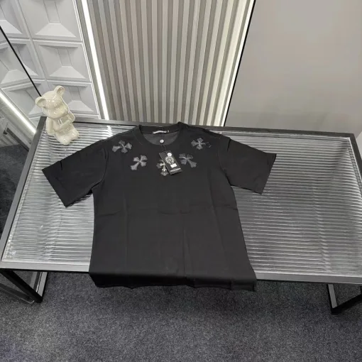 Luxus Chrome Hearts Kurzarm Schwarz Stickerei Luxus