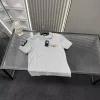 Hochwertige Ralph Lauren Kurzarm-Kollektion mit grauer Stickerei