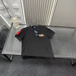 Hochwertiges Ralph Lauren Kurzarm-Shirt im schwarzen bestickten Stil