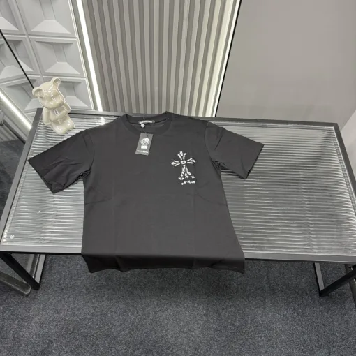 Hochwertige Chrome Hearts Kurzarm-Kollektion mit schwarzer Stickerei