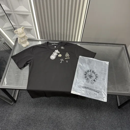 Premium Chrome Hearts Kurzarm Schwarzer Stil