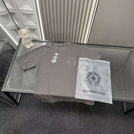 Premium Qualität Chrome Hearts Kurze Ärmel Braun Stickerei Luxus