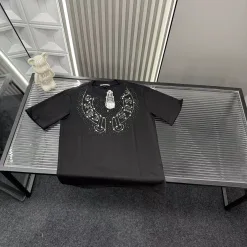 Premium Qualität Chrome Hearts Kurze Ärmel Schwarz Strass Luxus