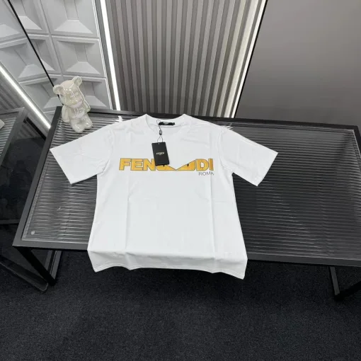 Hochwertiges Fendi Kurzarmhemd im weißen Logo-Stil
