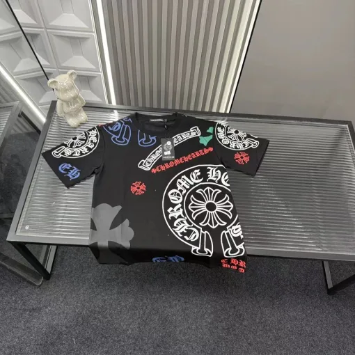 Premium Qualität Chrome Hearts Kurzarm Schwarz Print Luxus