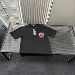 Hochwertige Chrome Hearts Kurzarm-Kollektion mit schwarzer Stickerei