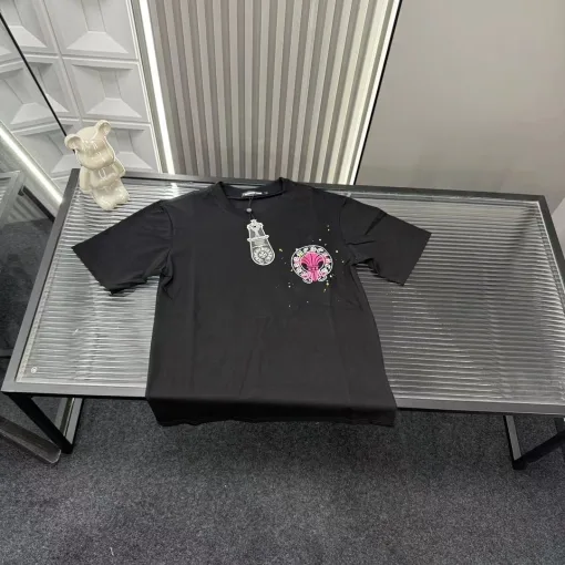 Hochwertige Chrome Hearts Kurzarm-Kollektion mit schwarzer Stickerei
