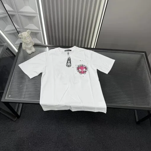 Premium Chrome Hearts Kurzarm Weiß Bestickter Stil
