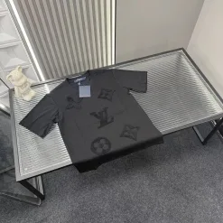 Premium Qualität Louis Vuitton Kurzarm Schwarz Bestickt Luxus
